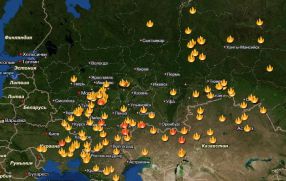 Карта лесных пожаров в России в 2010 году